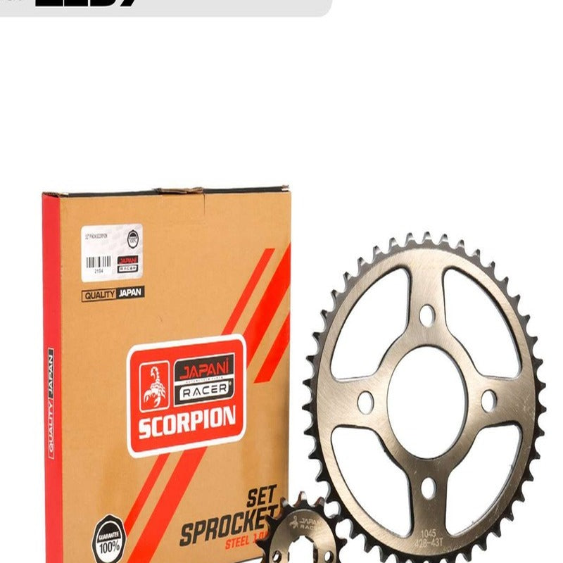 PLATO PIÑON CBF 150/HUNK 160R/XTREME 125R 43T/14T ACERADO JAPAN SCORPION