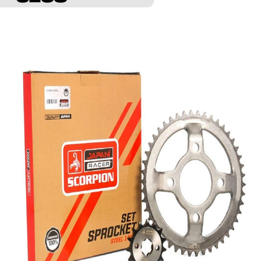 PLATO PIÑON MRX 125/150 CONCAVO 45T/15T P. 428 ACERADO JAPAN SCORPION